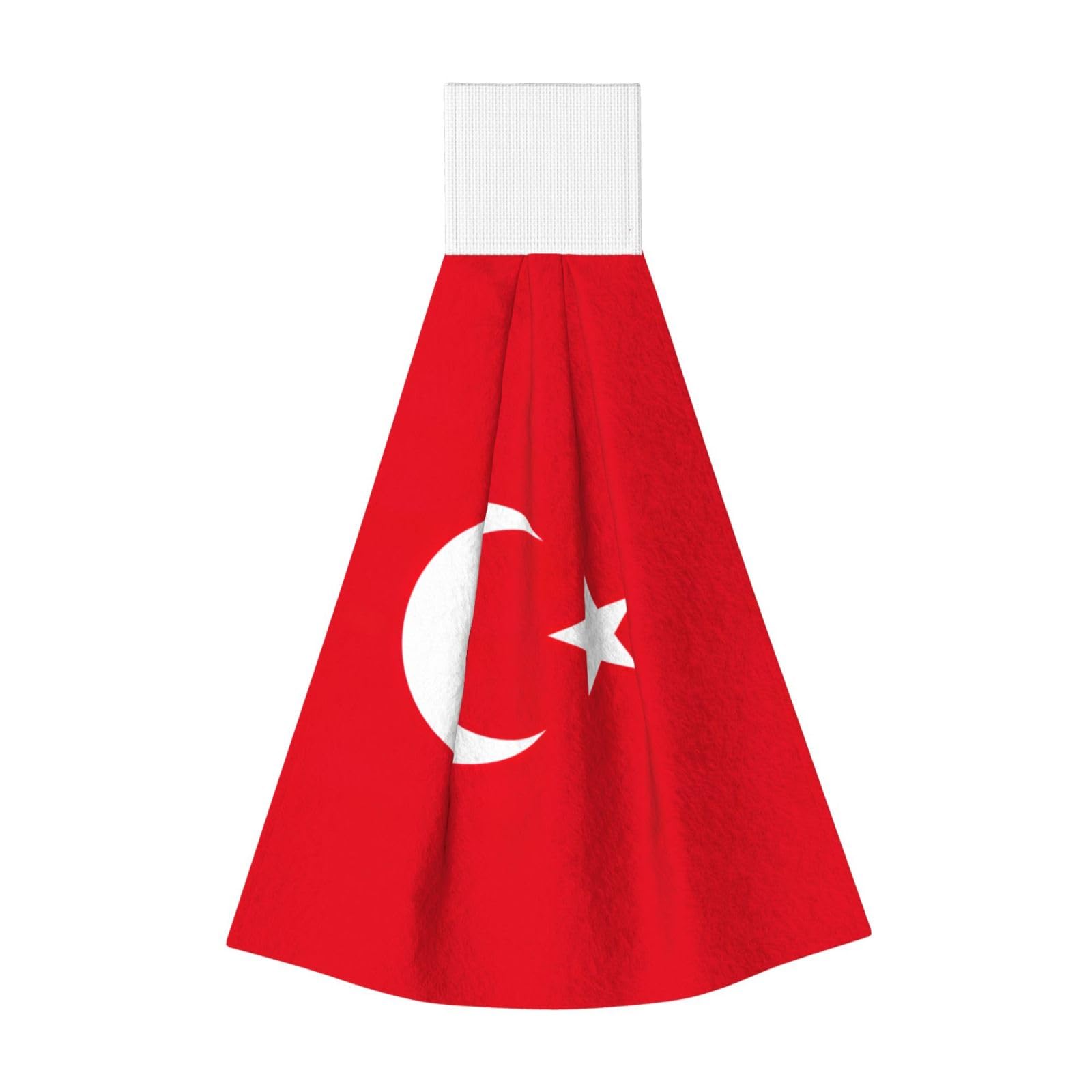 DUWAA Flag Of Turkey Print Hanging Hand Towel Quick Dry Bathroom Towel Soft Kitchen Towel