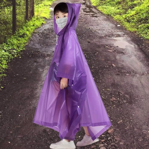 Children's Rain Poncho with Hood, Lightweight Waterproof Outerwear for Kids2