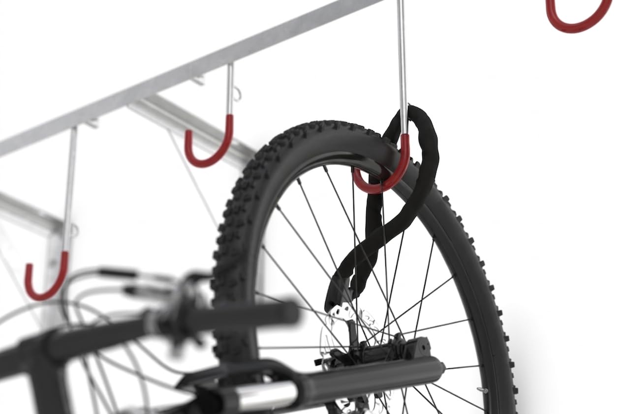 Fahrradparker 3872 zur Wandmontage | Fahrrad Hängeparksystem für 2 Fahrräder | Stahl verzinkt & kunststoffummantelte Aufhänge-Haken | Dreifke®