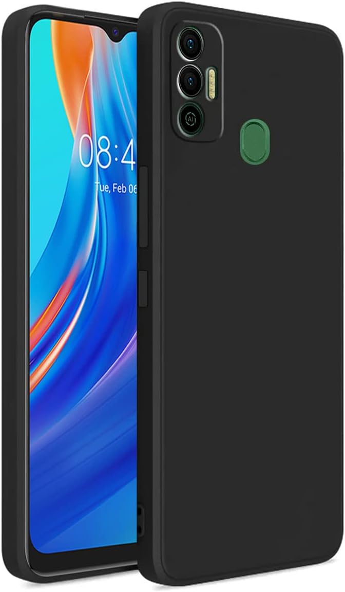 LIRAMARK Silicone Soft Back Cover Case for Tecno Spark 7 / 7T (Black)
