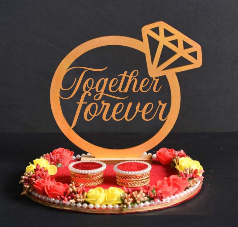 Mridang Engagement Wedding Ring Platter together forever platter | Wedding Ring Holder Platter | Marriage Décor | Engagement Tray (Red,White) velvet (B0CM24BGYM) Amazon Price History, Amazon Price Tracker