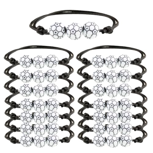 15 braccialetti da calcio, braccialetti sportivi intrecciati a tema calcio, braccialetti sportivi regolabili per feste, braccialetti dell'amicizia per bambini, bomboniere per feste di compleanno