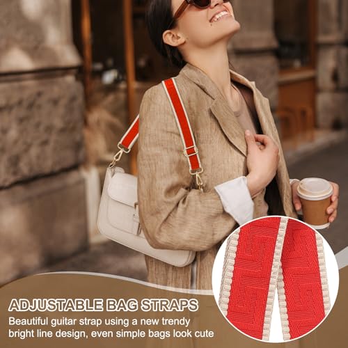 Image of PATIKIL Purse Strap, Adjustable Crossbody Bag Straps Wide Shoulder Strap Universal Replacement Shoulder Bag Belt for Women's Handbags Canvas Satchels Bag Backpack, Red