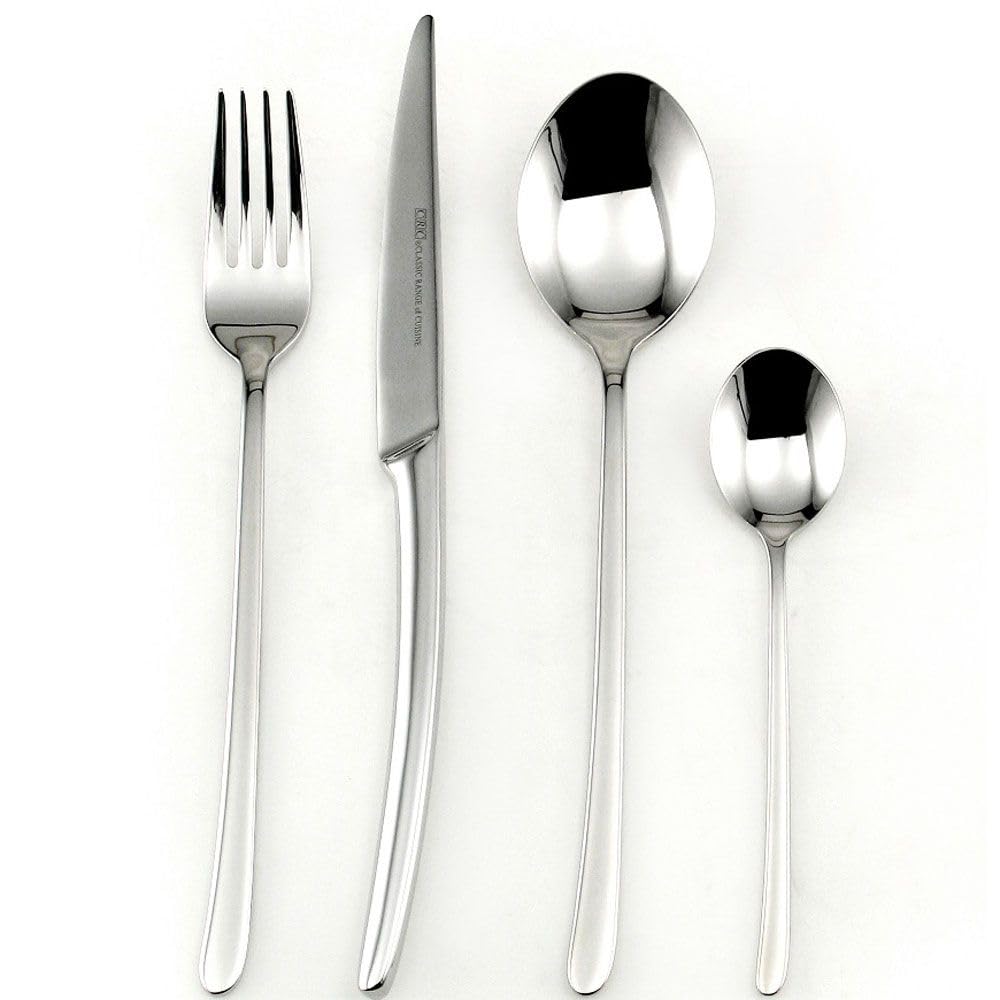 Lot de 24 couverts en acier inoxydable Trento, 6 cuillères, 6 fourchettes, 6 couteaux, 6 cuillères à dessert