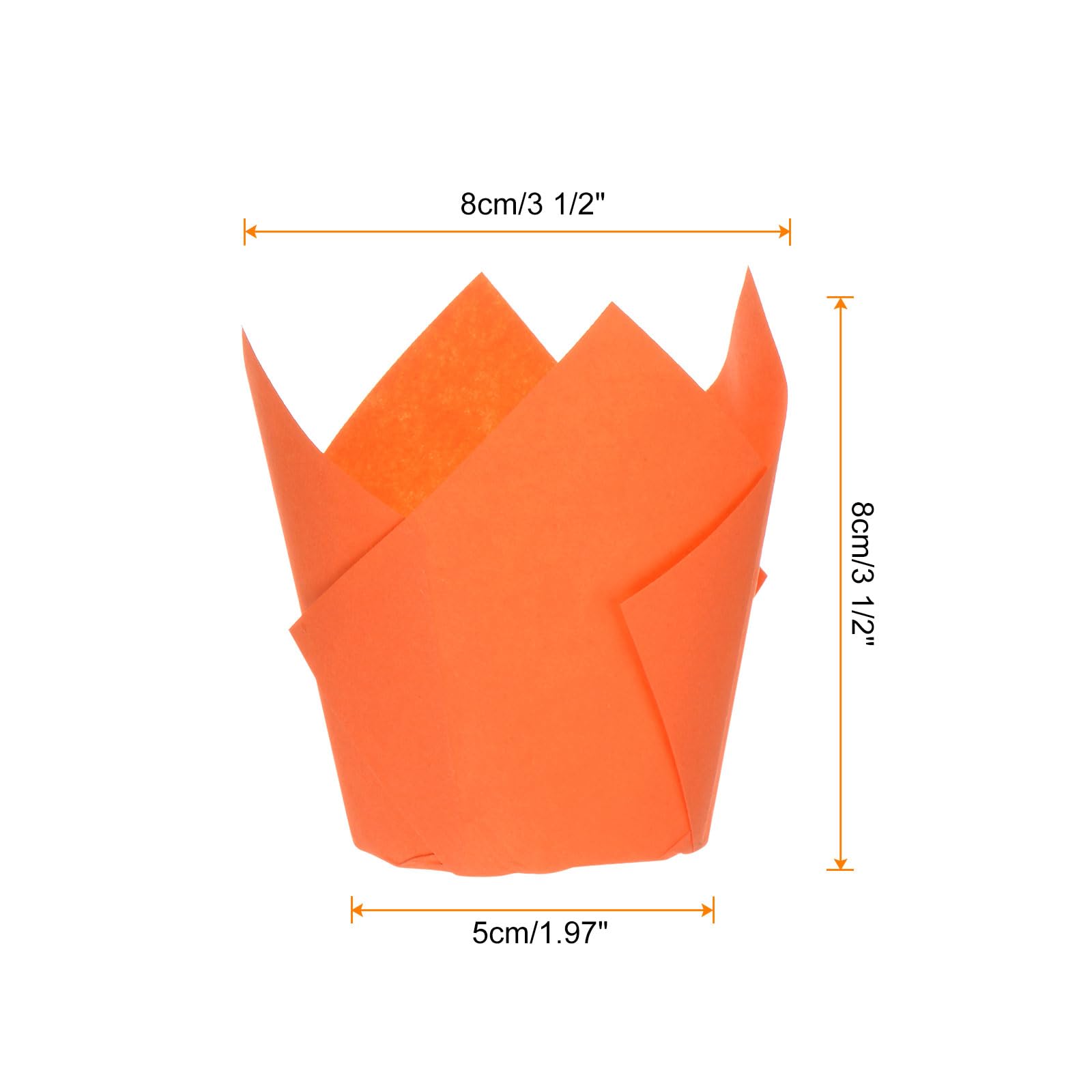 HARFINGTON 150Pcs Tulip Cupcake Liners Standard Paper Baking Cups Greaseproof Wrappers Disposable for Birthday Banquets Party, Orange