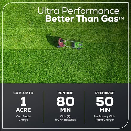 Image of Greenworks 60V 21 inch Dual-Blade Self-Propelled Lawn Mower with (2) 5.0 Ah Batteries & Rapid Charger