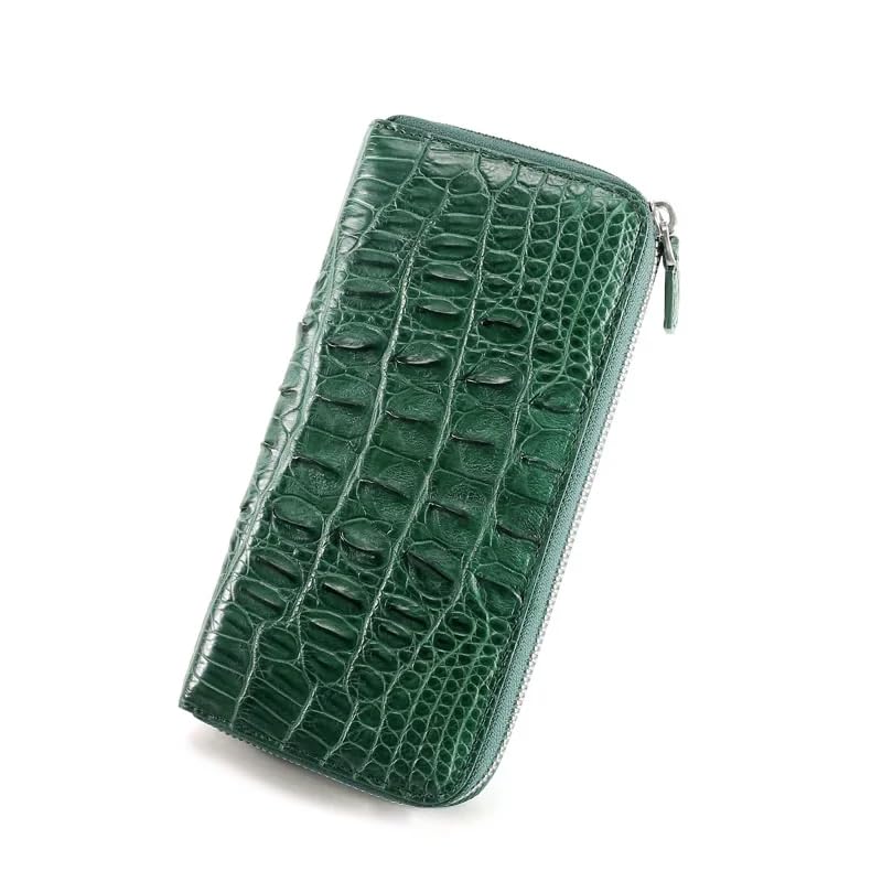 Luxury Real Crocodile Leather Wallet for Women Alligator Skin Wallet Women's Purse (Crocodile Back Green)2