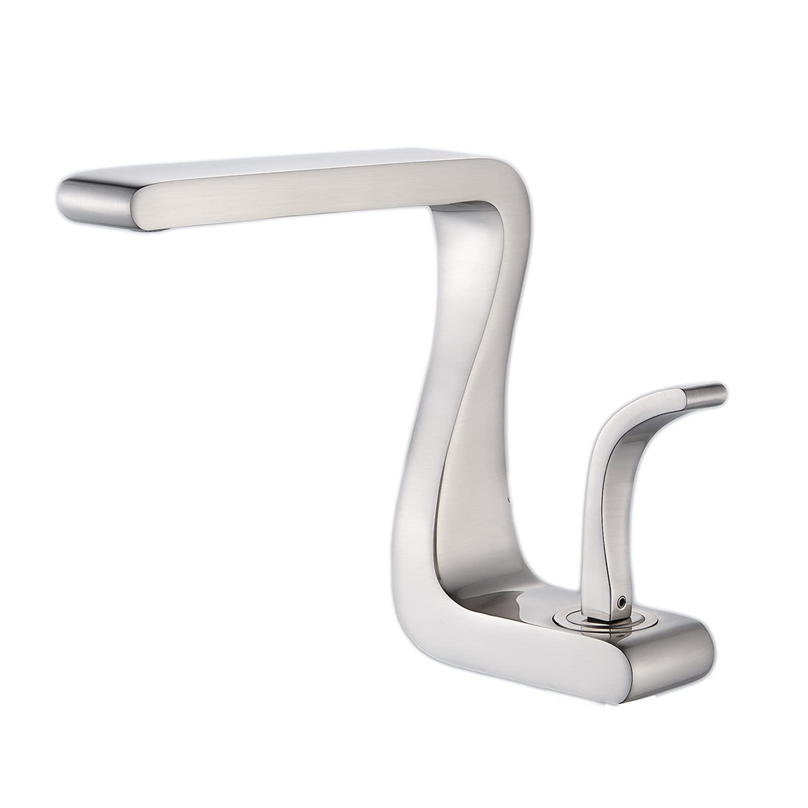 Mooilko Brushed Nickle Basin Faucet Bathroom Curved Water Tap Sink Faucets Single Handle Mixer Tap Z Style Hot Cold Water Taps Easy To Install(Brushed Nickle)