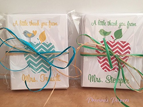 Personalized Teacher Note Cards or Thank You Notes Chevron Apple