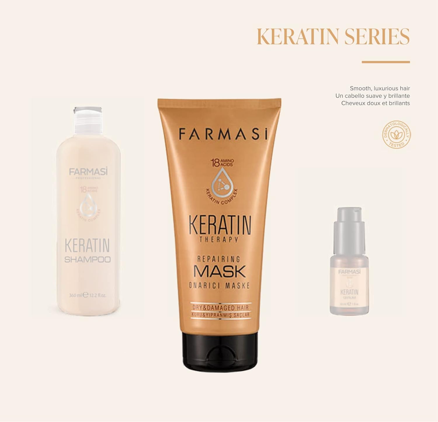 FARMASi Professional Keratin Therapy Repairing Hair Mask, Deep Repair & Moisture Care for Dry Damaged Color Treated Hair, Smoothness Shine Support, 6.7 fl oz - Image 3