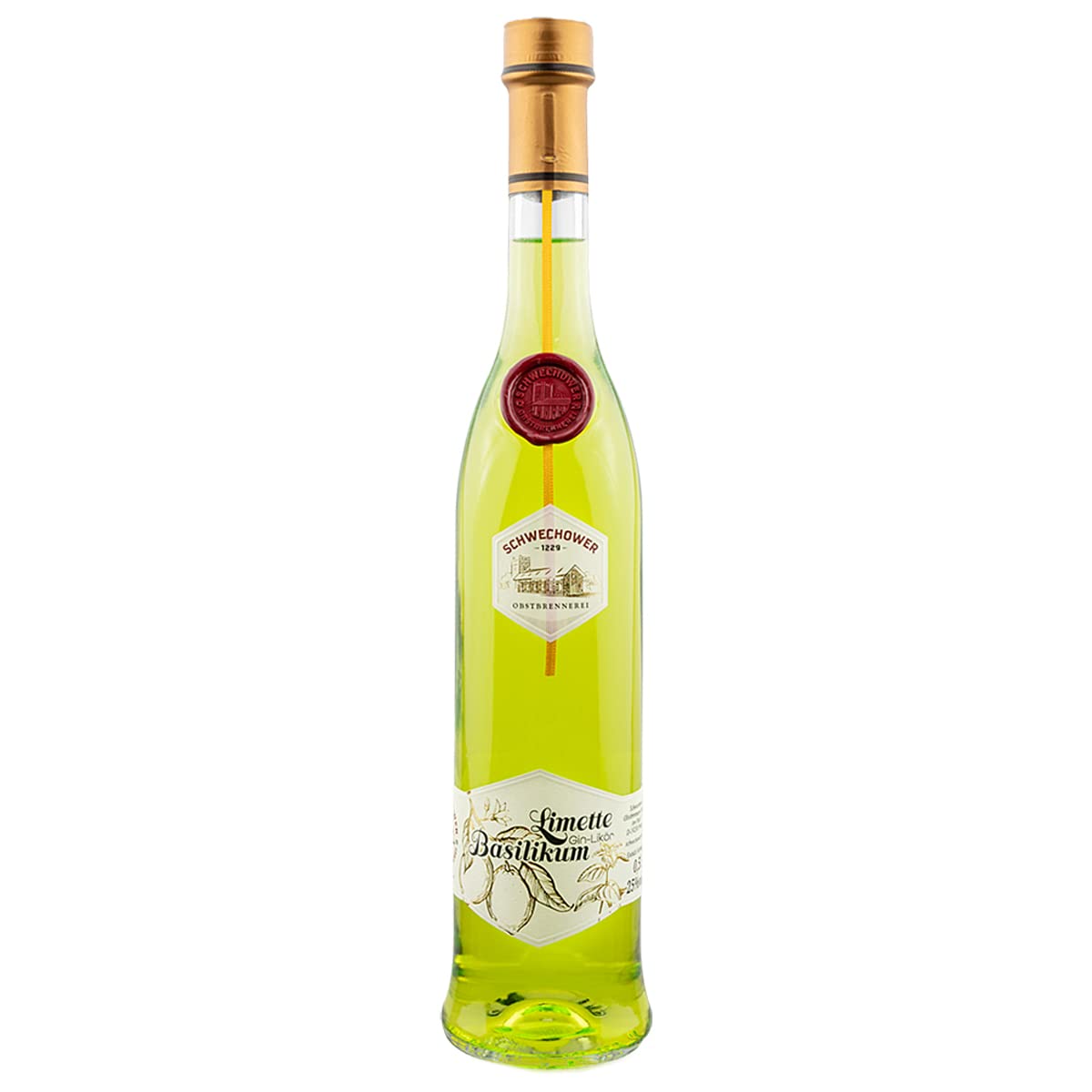 Schwechower Obstbrennerei GmbH – Gin-Likör Limette-Basilikum – 0,5l, 25% Vol.