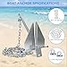 SajoSolid Boat Anchor, 10 lb Galvanized Steel Fluke Anchor Kit with Anchor Chain, Rope and Shackles, Danforth Anchors for Boats Pontoon, Deck, Fishing, and Sail