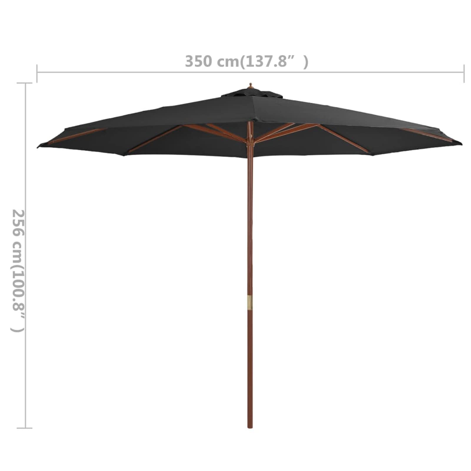 Homgoday Sombrilla de jardín con Palo de Madera 350 cm Gris Antracita Sombrilla Terraza Exterior, Sombrilla Jardín Grande Orientable Jardín Parasol Balcón