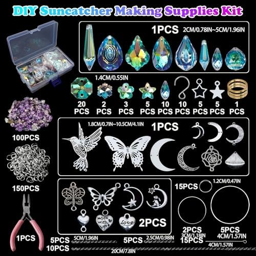 Sunlight Capture Set DIY Rainbow Maker Kit Hanging Charms and Prisms for Home Wedding Garden Christmas Light and Shadow, Multicolor - 1
