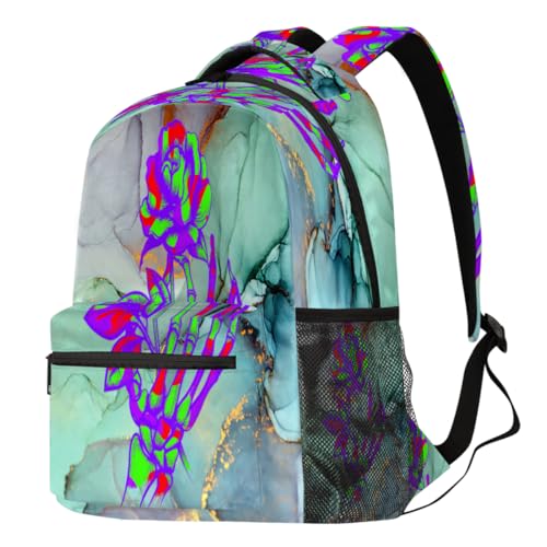 Sac à dos scolaire crâne rose marbré grand format pour une rentrée stylée et confortable