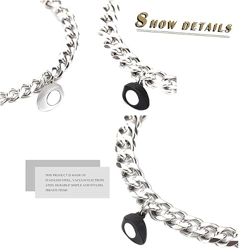 Vista 4 de 2 piezas Juego de pulseras magnéticas para parejas, pulsera de cadena cubana, pulsera magnética de corazón de durazno, pulsera de promesa
