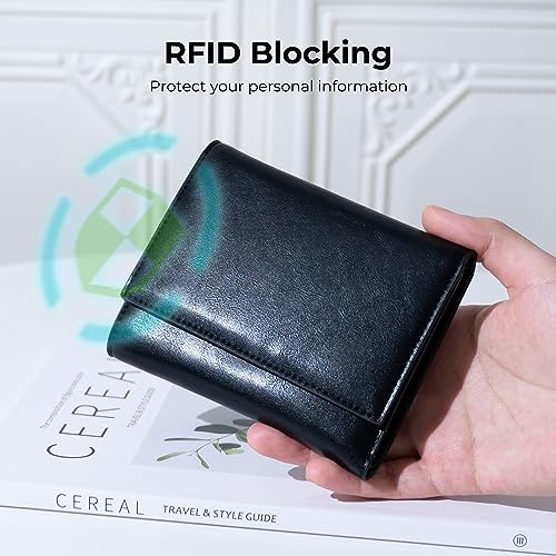 Alldaily Trifold Small RFID Blocking Wallet Slim Credit Card Wallet with with Zipper Pocket (Black)4