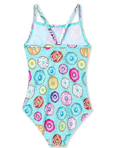 TENVDA Bathing Suit for Girls Size 4t 5t Green Donuts 3D Printed One Piece Swimwear Quick Dry Cute Kids Swimsuits - Thumbnail 2