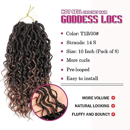 Image of SamBraid Goddess Locs Crochet Hair 10 Inch, 8 Packs New Goddess Faux Locs