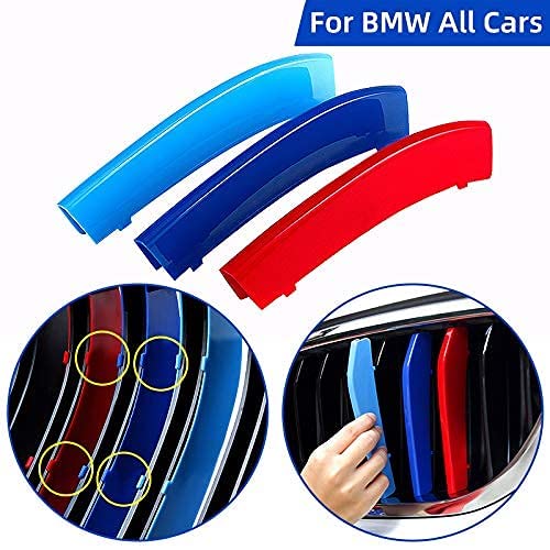 Image of M-Colored Stripe Grille Insert Trims for BMW Accessories, ABS Car Accessories for BMW Grill Stripes (X6 17-18 F16 7-Beam)