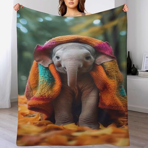 Couverture éléphant 3D plaid chaud pour des nuits douces - 2