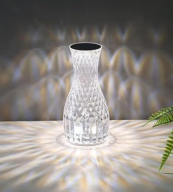 xiao Crystal Led Lamp, Crystal Diamond Table Lamp 3-Color Changing Touch Control Bedside Lamp with USB Cable Bedside Lamp,Party Dinner Decor Creative Lights. H [Energy Class A]