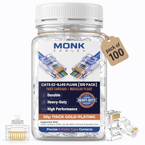 Connecteurs RJ45 Cat6 MONK CABLES pour déployer votre réseau RJ45 mural
