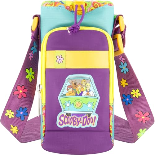Image of Concept One Scooby Doo Water Bottle Holder, Crossbody Sling Carrier Bag with Adjustable Shoulder Strap, 25 oz, Multi