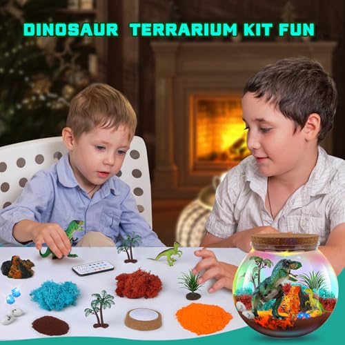 Ronstone Dinosaur Toys for Boys Girls - Terrarium Kit & Birthday Gifts Toys for 4 5 6 7 8-12 Year Old Kids - DIY Dinosaur Volcano Kit for Kid Boys Girls - Educational Science Craft Kits for Kids - Image 3