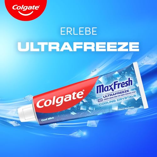 Colgate Zahnpasta Max Fresh Cooling Crystals 6x75 ml – effektive Zahnreinigung für langanhaltende Frische und ein sauberes Mundgefühl – hält die Zähne weiß und bekämpft Karies