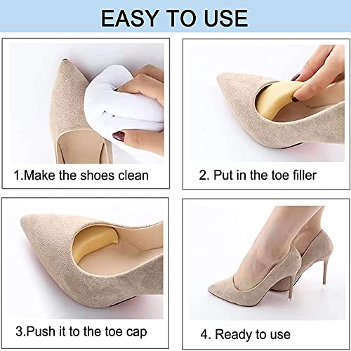 Image of Aston Andia 4 Pair /8 PCS Soft Shoe Fillers for Women Adjustable Tightener Pads Reusable Insoles for Loose Shoes(Black and Beige)