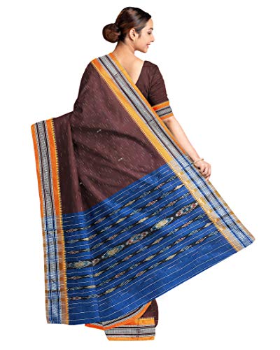 Image of Odisha Sambalpuri Handloom Ikat Women's Cotton Saree, Odisha Handloom Handmade Pure Cotton Khandua Saree, Ikkat Orissa Traditional Handloom Saree Without Blouse