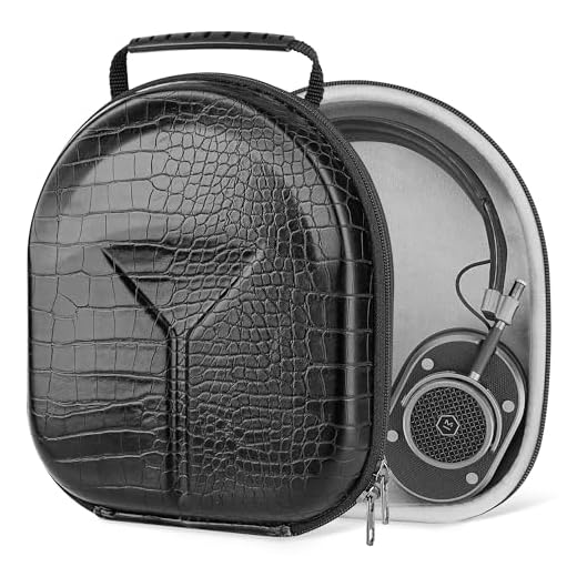 Geekria UltraShell Schutzhülle für Master & Dynamic M&D MW75, MH40, MW65, MW60, MW50+, MG20 Kopfhörer, Ersatz-Hartschalen-Reisetasche mit Kabelaufbewahrung (schwarzes Krokodilmuster)