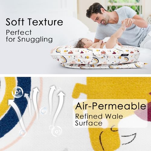 Image of MEXXI Infant Lounger Baby Nest Replacement Cover | Hypoallergenic | Premium | [Fits Dockatot Deluxe+] (Cover Only) (Rainbow Dino)