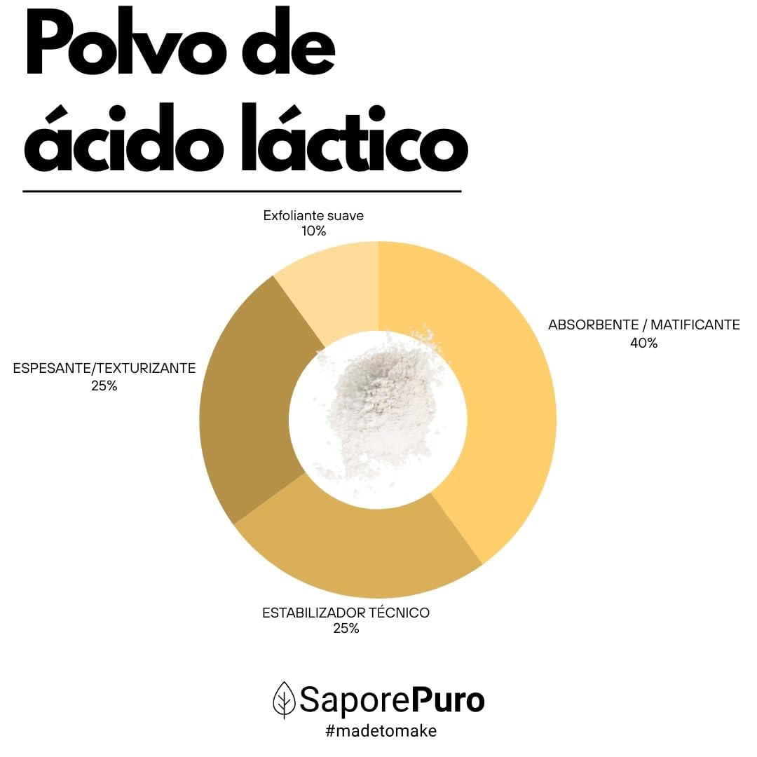 SaporePuro Ácido Láctico en Polvo 1 kg – Pura Calidad Alimentaria – Para Panificación, Lácteos, Bebidas Fermentadas y Uso Cosmético