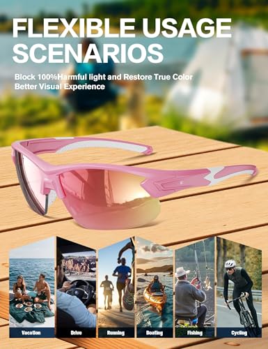Image of BIRCEN Mens Polarized Sunglasses for Sports: TR90 Lightweight Sun Glasses Wrap Around Shades for Fishing Driving Cycling