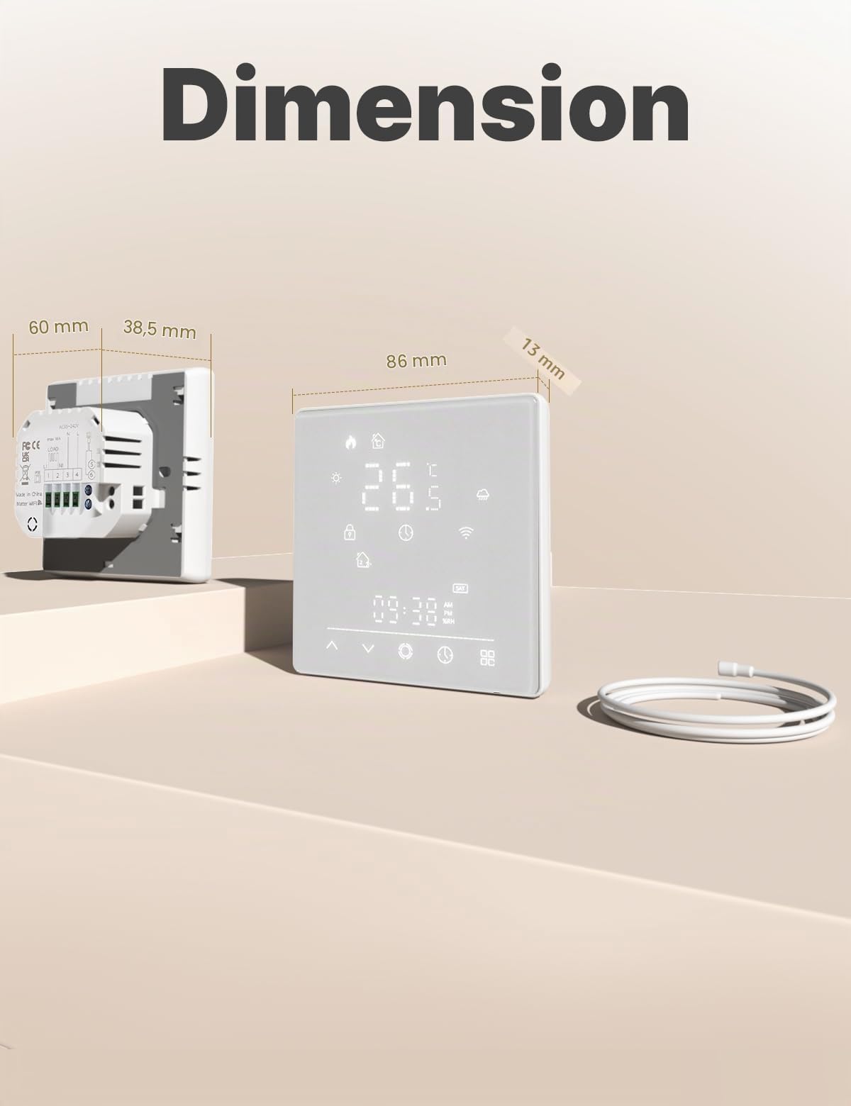 MOES Thermostat Intelligent WiFi pour Chauffage au Sol Électrique | Thermostat de chambre programmable, compatible avec Alexa/Google Home et Smart Life/Tuya App