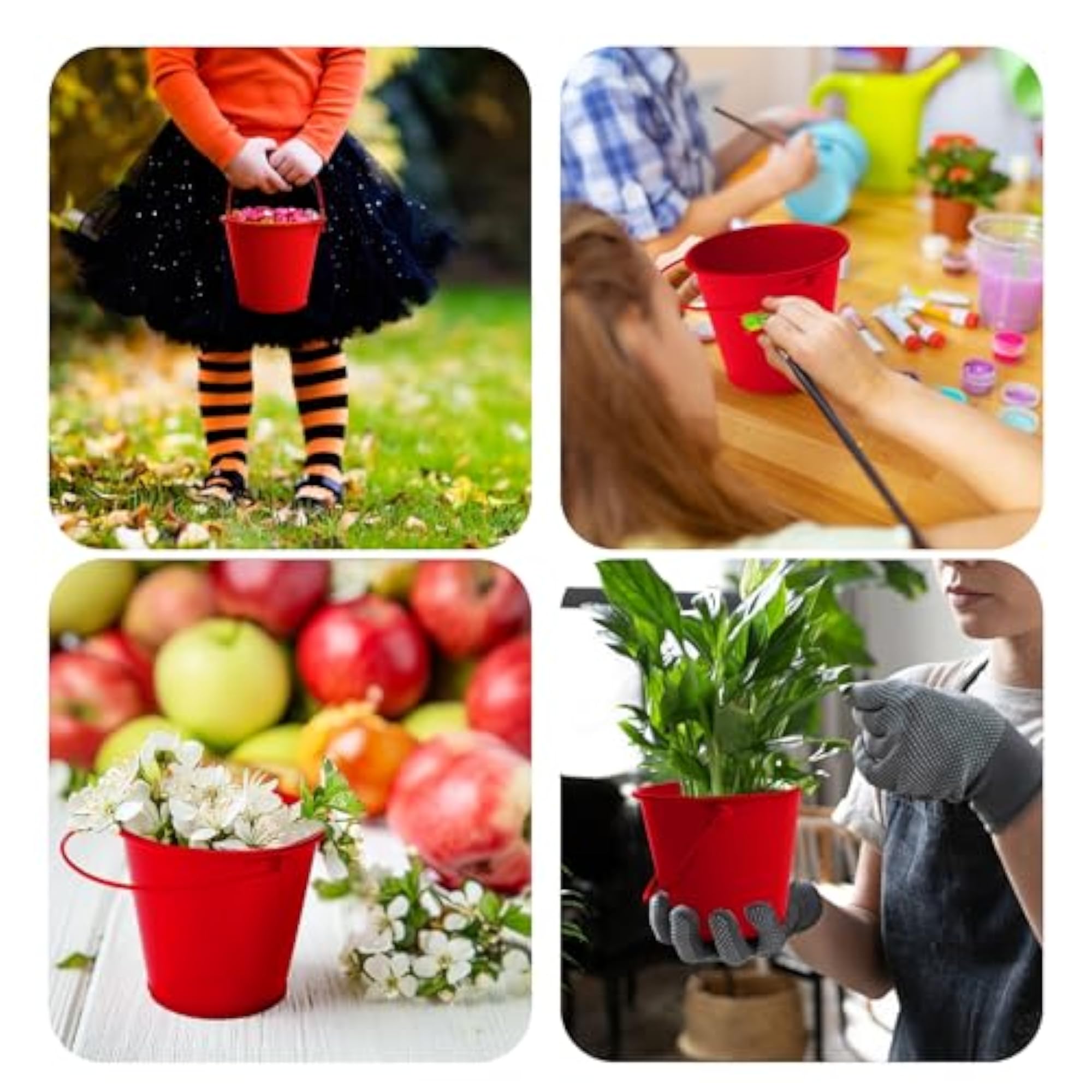 6 Pcs Small Metal Buckets with Handle, Galvanized
