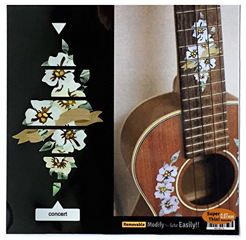Fretboard Markers Inlay Stickers Decals for Concert Ukuleles - Hibiscus (10th & 12th Frets)
