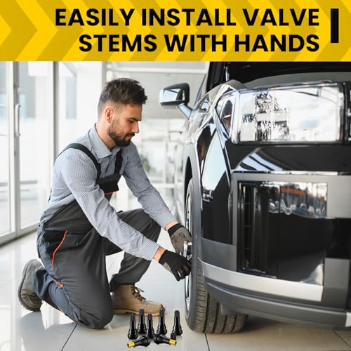 Image of Tallew 400 Pieces TR413 Tire Valve Stems, Rubber Snap-in Tubeless, Black