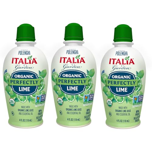 Italia Garden Organic Perfectly Lime Juice - 4 fl oz Bottle (Pack of 3) - 100% Organic Lime Juice - Perfect for Cooking, Drinks, Marinades & More - Pure Citrus Flavor with Convenient Squeeze Bottle