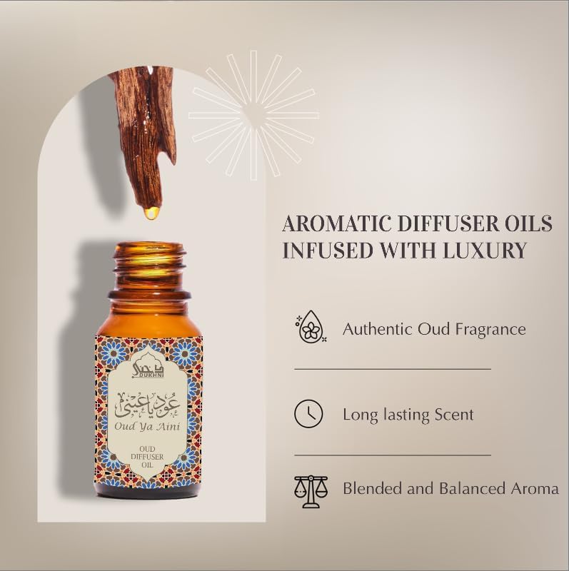 Oud Diffuser Oil, Oud ya Aini by Dukhni | 3 x 10ml Arabic Oil for Diffuser & humidifier | 100% Pure Halal, Oudh Essential Oil Blend | Relax with Home Aromatherapy, for Relaxation and Massage - Image 3