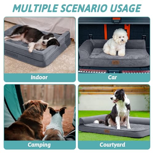 Orthopedic Dog Bed for Small Dogs,Waterproof Dog Sofa Beds with Sides, Supportive Foam Pet Couch Bed with Removable Washable Cover,Waterproof Lining and Nonskid Bottom,Grey(S,30\" L x 20\" W x 7.5\" Th)