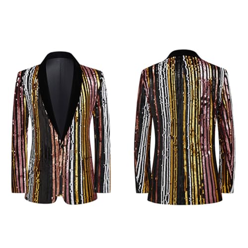 YTPTPST Jaqueta Masculina De Lantejoulas Discoteca Slim Fit Xale Lapela Blazer Terno Jaqueta Smoking