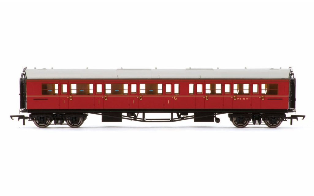 Hornby R4766 BR Collett Coach Korridor Composite LH w6138 W Zug Modell Set, Maroon