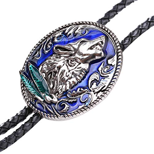 Image of HUABOLA CALYN Native American Bolo tie Rodeo Cowboy Leather Necktie Western Bolo ties for Men Women Necktie for Concert Fans