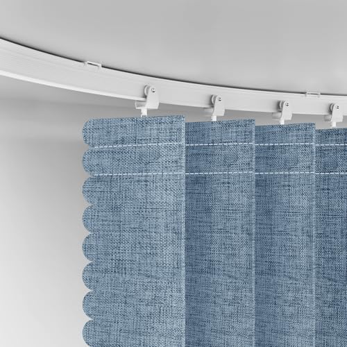 Image of Room Divider Curtain Sets with Flexible Ceiling Track, Privacy Soundproof Curtain for Bedroom Office Patio Sliding Door(Blue, W180 x L108, 1 Pack)