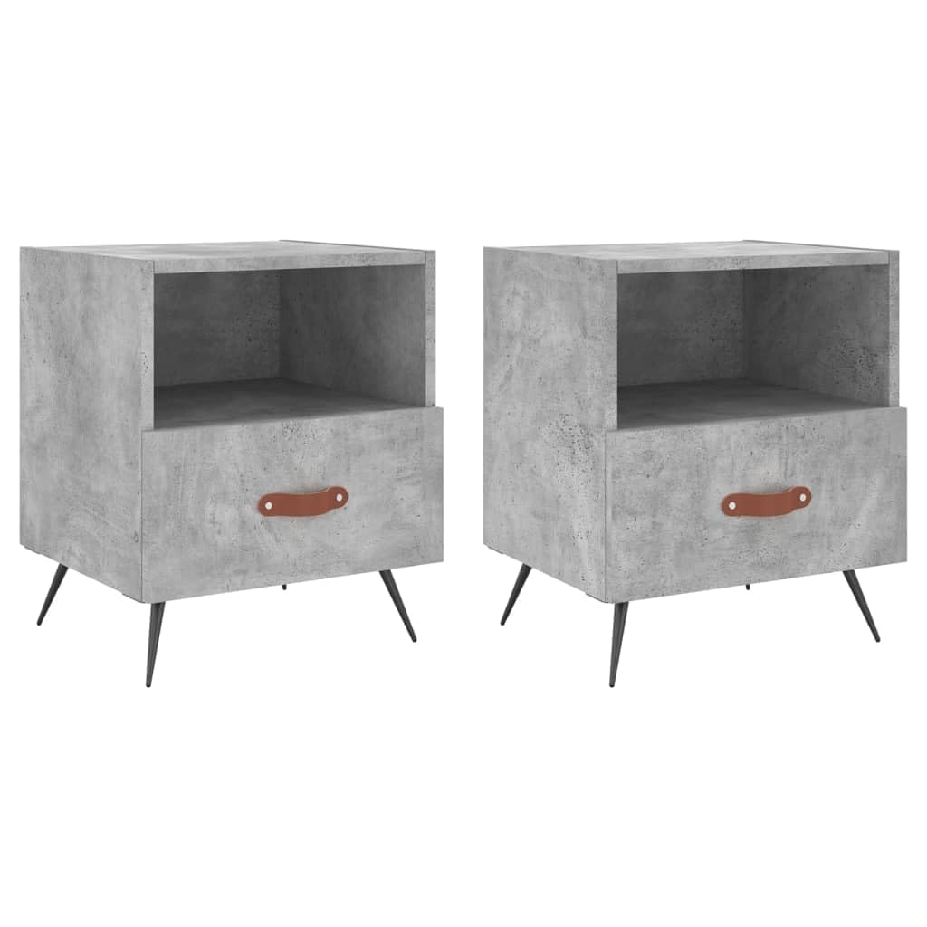Table de nuit moderne gris béton meuble de chevet bois d'ingénierie et métal