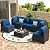 OUGMMGOU 7-Piece Outdoor Patio Furniture Set - U-Shaped All-Weather PE Rattan Wicker Modular Outdoor Sectional Furniture with Coffee Table, 450 lb Capacity