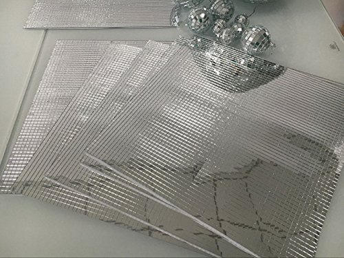 Glass Mosaic Tile,Mini Square Glass Mosaic Mirror Sheet Real Glass Self-Adhesive,Silver Glass Crafts #TOP4